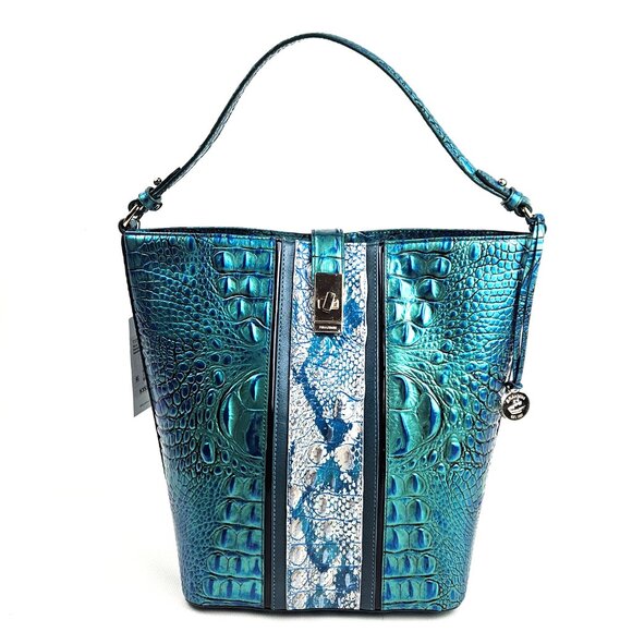 BRAHMIN Shira Peacock Shimmer Bucket Bag - Picture 2 of 12